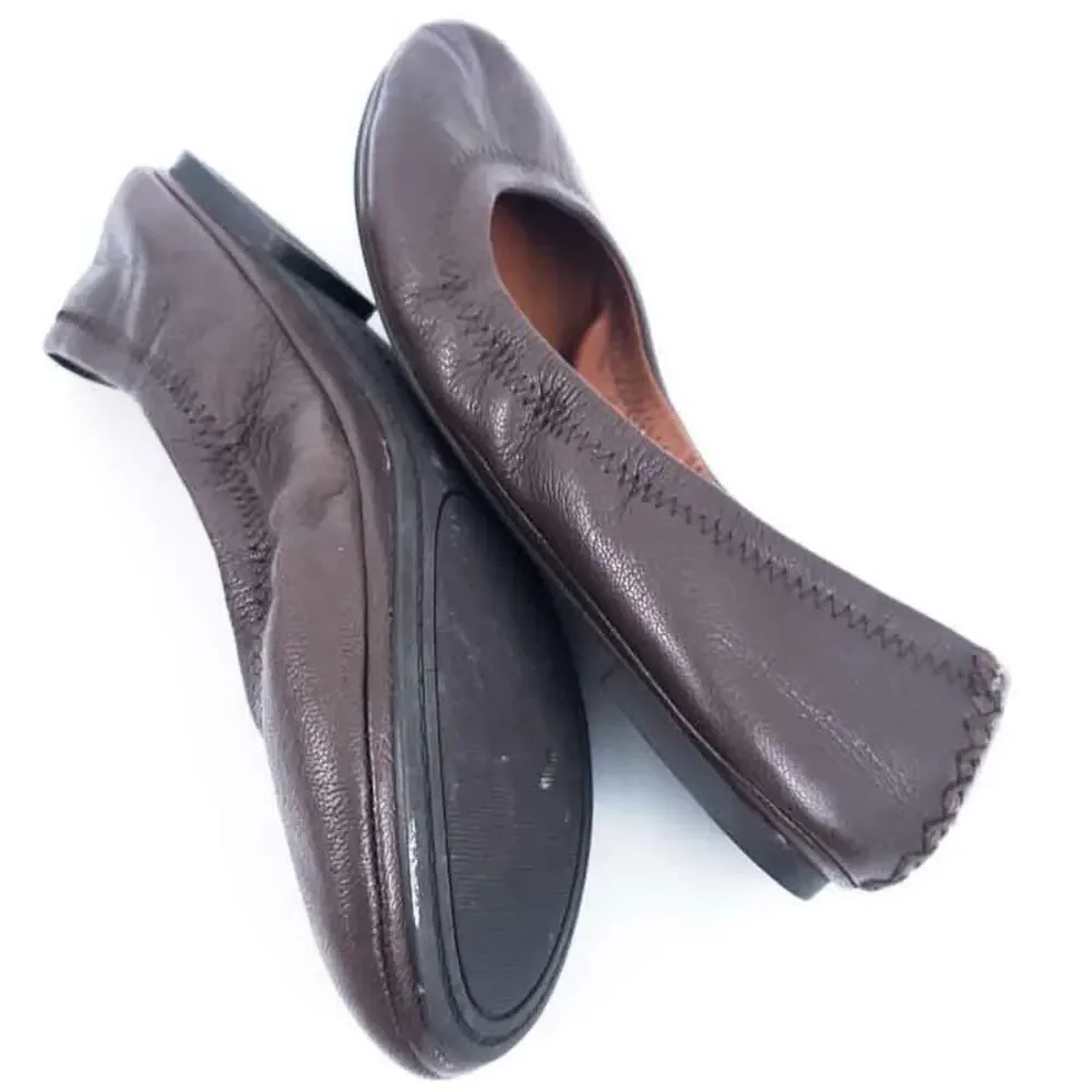 Lucky Brand Emmie Ballet Flats Brown Leather Size 6 Women Flats Shoes Excellent